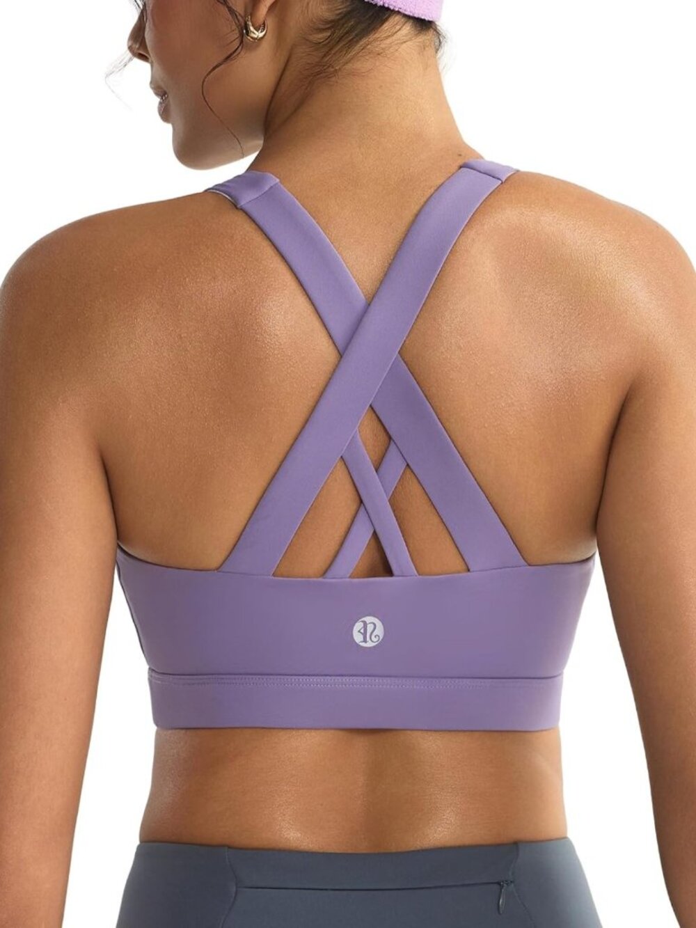 Padded Strappy Sports Bra for Women, Criss-Cross Back, Medium Support, Removable